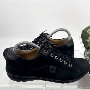 Hartjes Women's Lace Up Leather Oxford Nubuck Suede‎ Sneaker Shoes Black Size 8